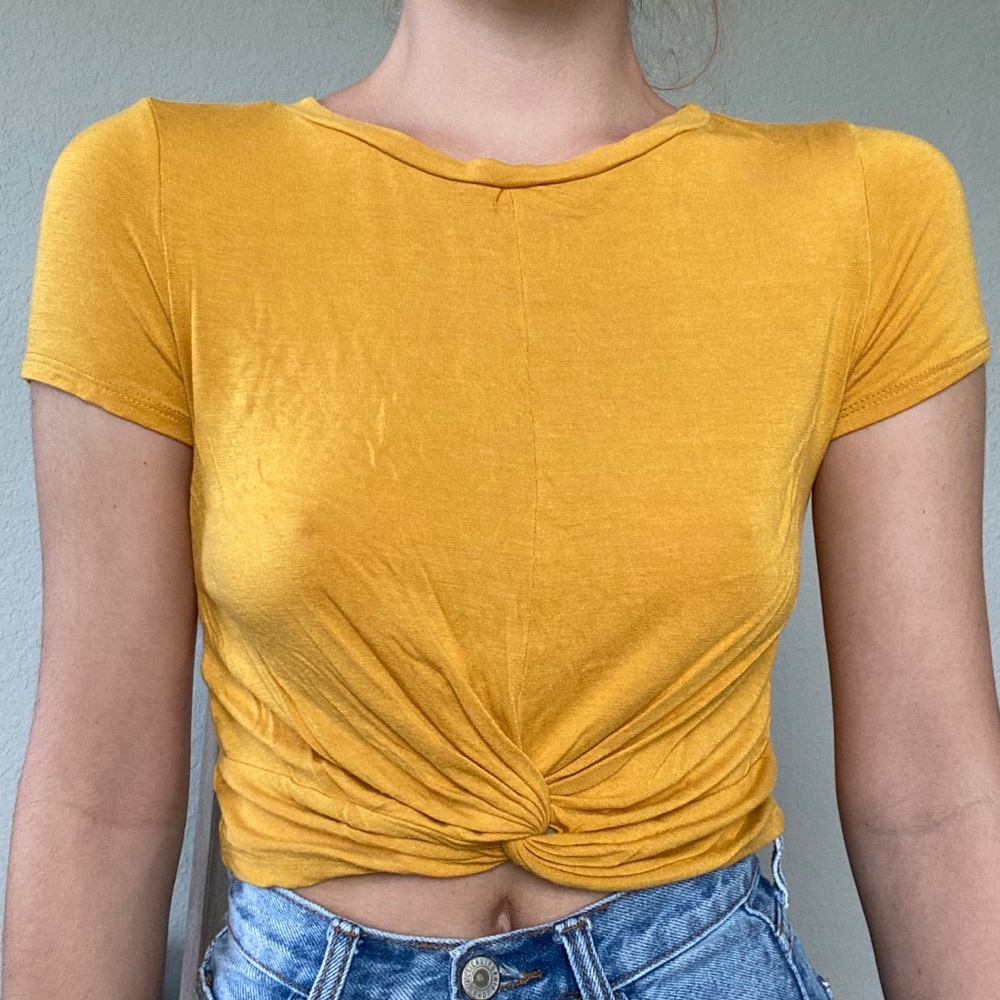 mustard yellow twisted tee